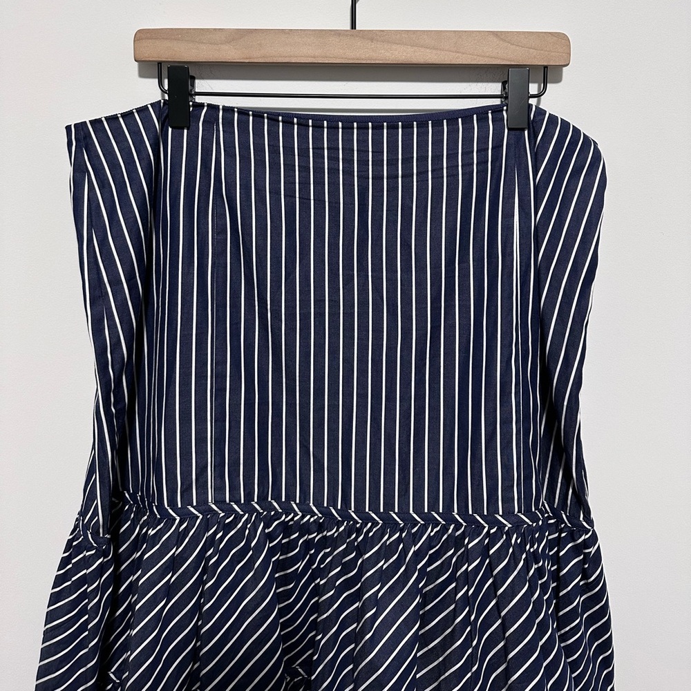 Lauren Ralph Lauren 100% Cotton Blue and White Striped Tiered midi Skirt - Picture 5 of 8